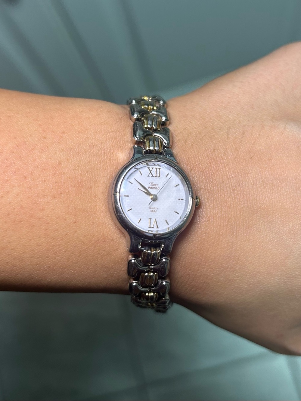 Vintage Timex Indiglo Petite Women’s Watch 23mm Working New Battery Two Tone
